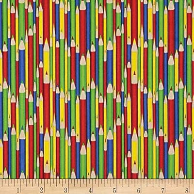 Cotton Back to School Pencils Colorful Art Supplies Education Fabri-Quilt Cotton Fabric Print by the Yard (112-29931)