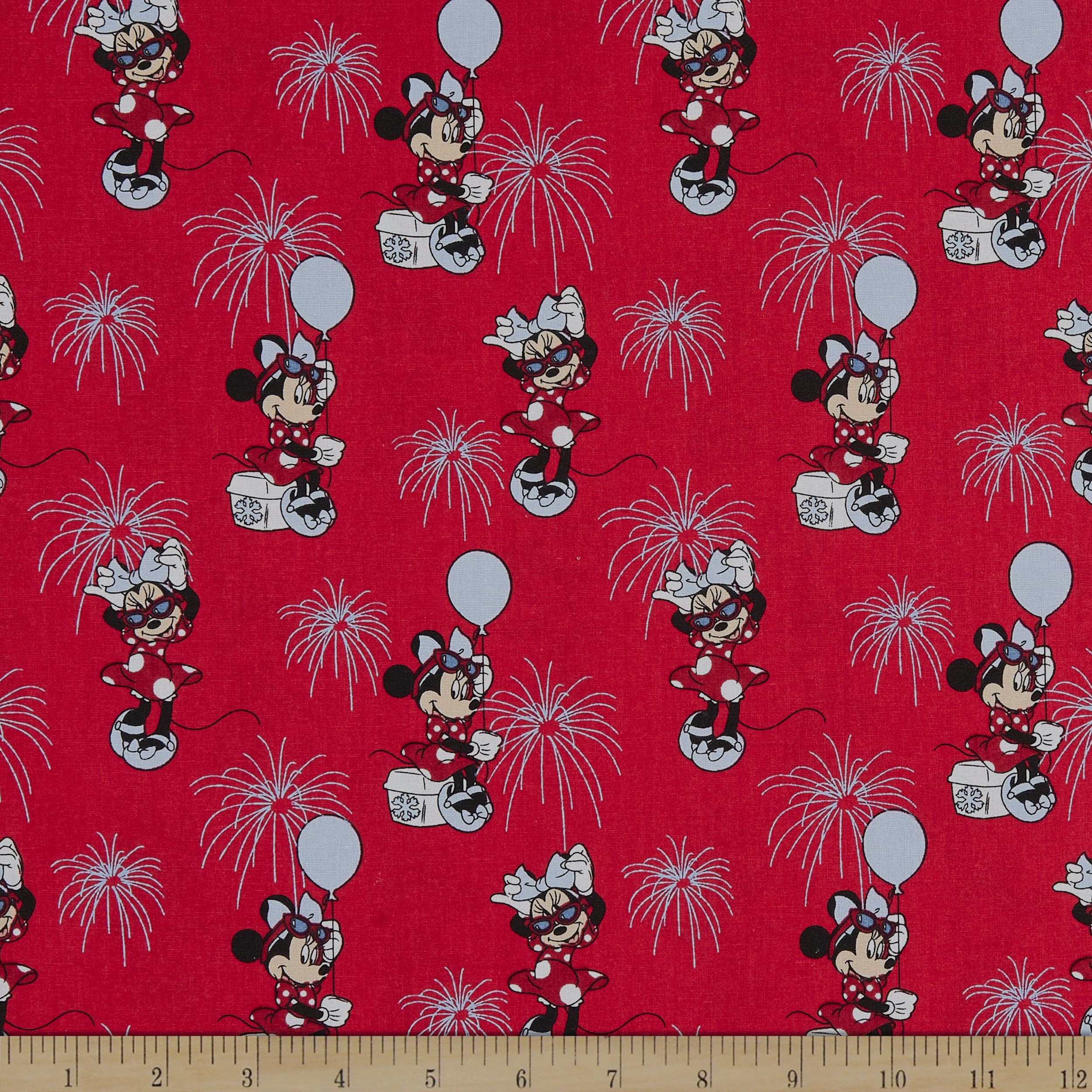 Cotton Patriotic Minnie Allover USA America Fireworks Cartoon Mouse Officially Licensed by Springs Creative Cotton Fabric Print by the Yard (69577-D650715)