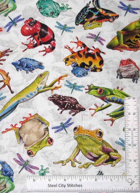 Cotton Jewels of the Jungle Frogs Dragonflies Tree Frogs Colorful Studio E Fabrics Cotton Fabric Print by the Yard (5564-9)