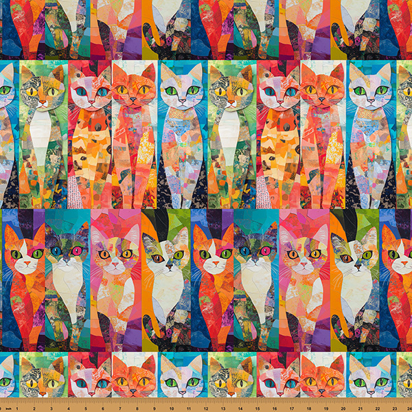 Cotton Crafty Cats Kittens Pets Colorful Artistic Hoffman California Fabrics Cotton Fabric Print by the Yard (X5714-763-RADIANT)