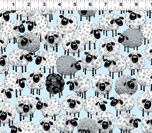 Cotton Lewe the Ewe Susybee Sheep Lambs Farm Wool Clothworks Cotton Fabric Print by the Yard (SB20230A-710)