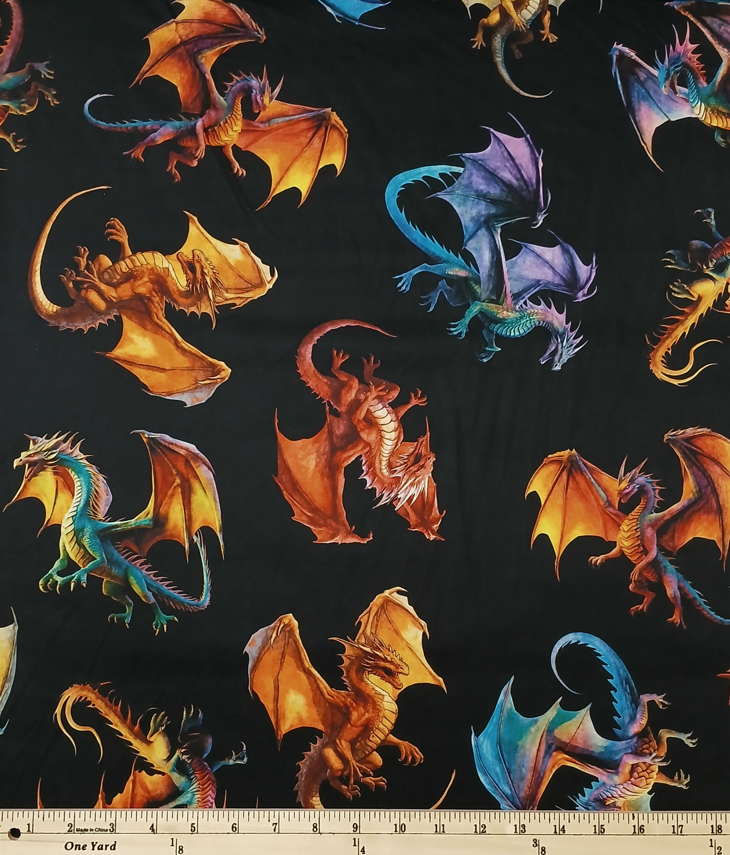 Cotton Dragon's Song Fantasy Magic Mystical Animals Characters Quilting Treasures Cotton Fabric Print by the Yard (2600-31151-J)
