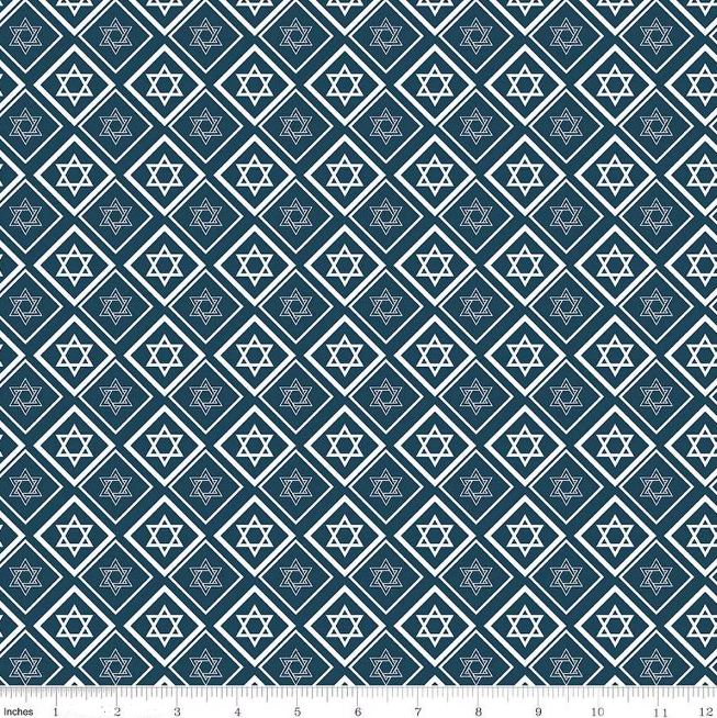 Cotton 8 Nights 8 Lights Star of David Hanukkah Jewish Holiday Festival of Lights Riley Blake Cotton Fabric Print by the Yard (C16423)