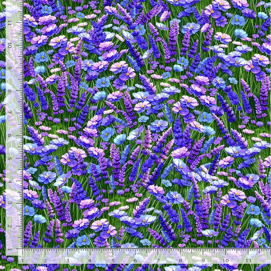 Cotton Lavender and Flowers Floral Plants Packed Blooms Timeless Treasures Cotton Fabric Print by the Yard (FLEUR-CD3724)