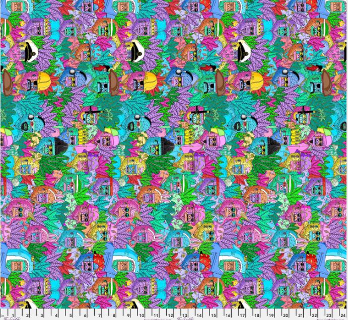 Cotton Mulga Kongz Island Colorful Gorillas Avatars Palm Trees Tropical Vibes Free Spirit Cotton Fabric Print by the Yard (PWMU027-XMULTI)
