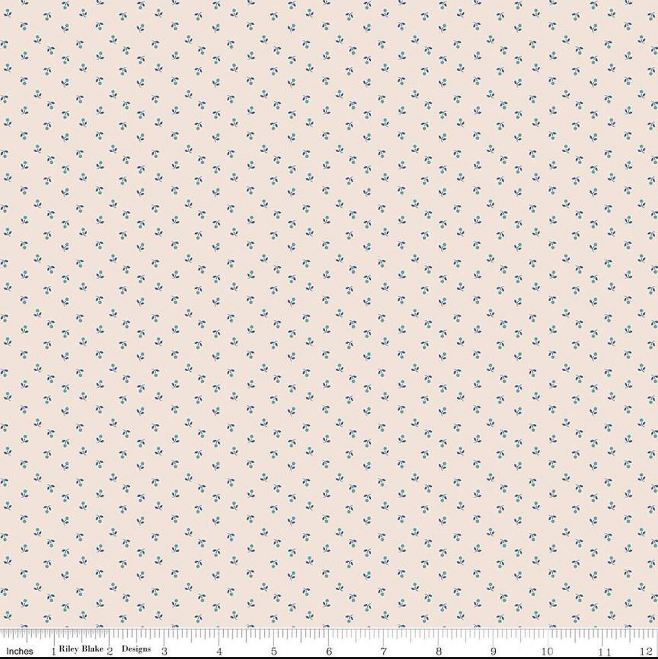 Cotton Mercantile Sweet Background Demin Small Flowers Patterned Riley Blake Cotton Fabric Print by the Yard (C14405-denim)