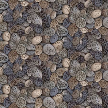 Cotton Shoreline Dots Petosky Stones Rocks Michigan State Stone Packed Michael Miller Fabrics Cotton Fabric Print by the Yard (DCX12959-CLAY-D)
