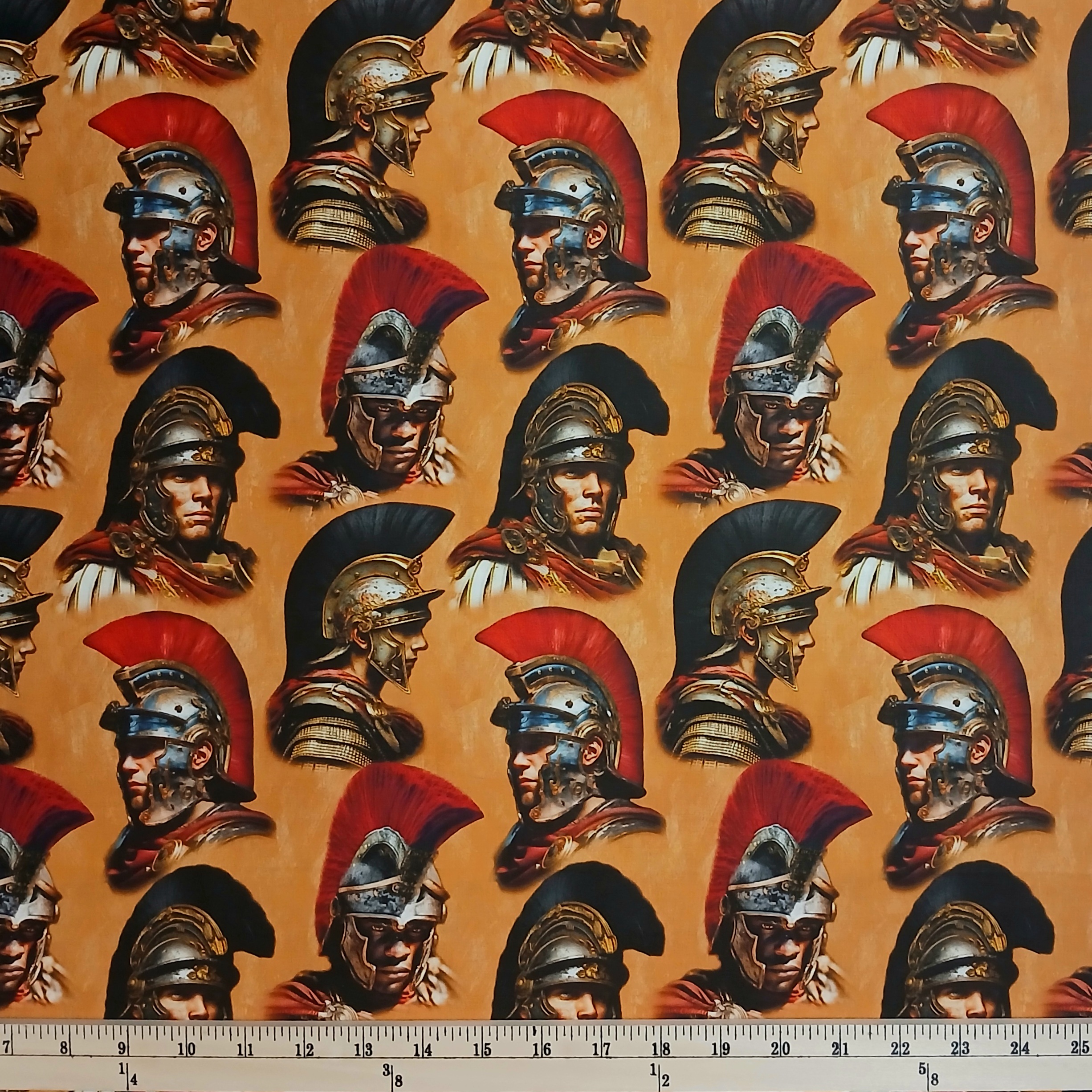 Cotton Mascot Madness Spartans Helmets Men Ancient Greece Sykel Enterprises Cotton Fabric Print by the Yard (10558-SPARTANS)