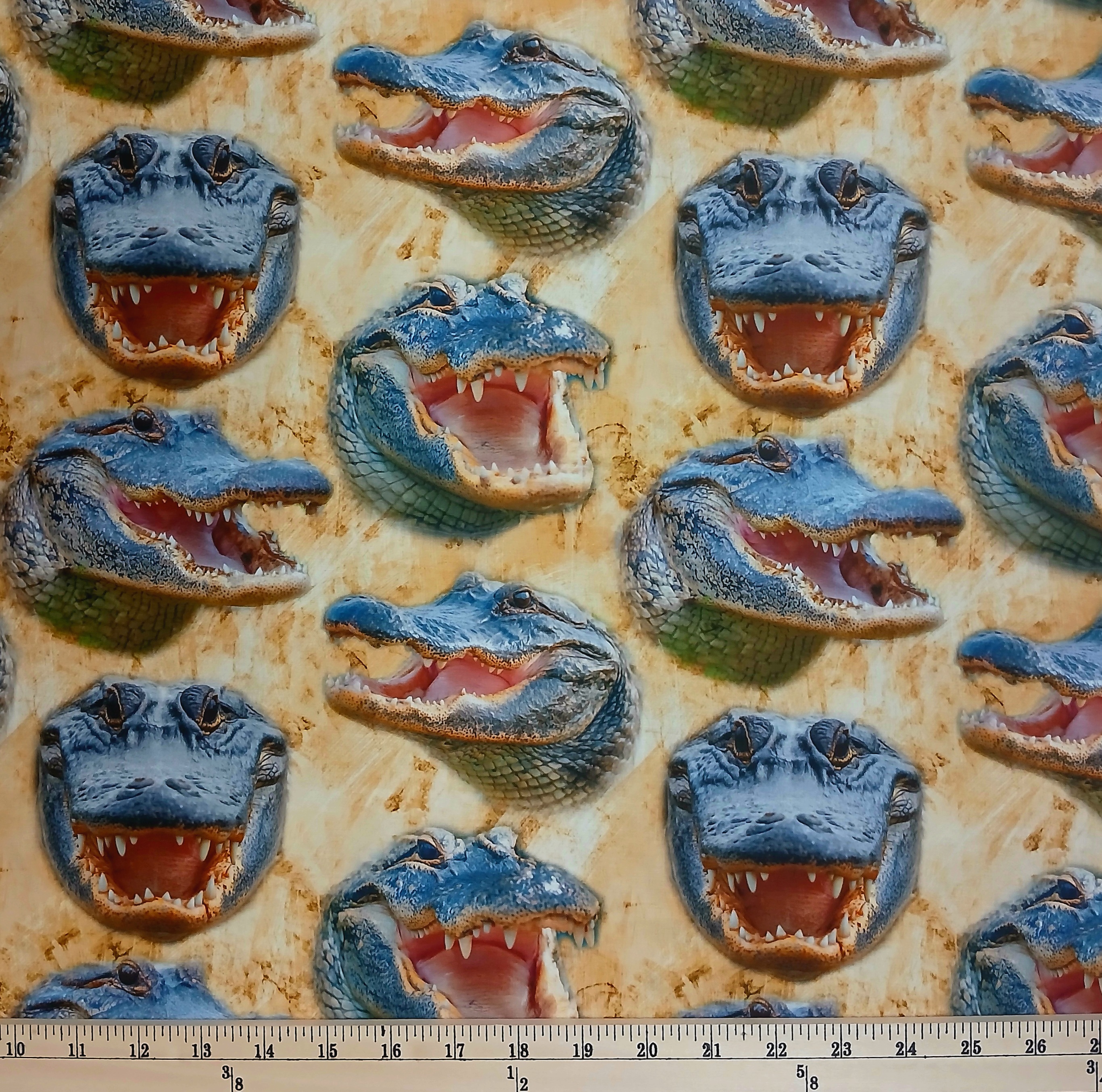 Cotton Mascot Madness Gators Alligator Heads Teeth Scales Animals Sykel Enterprises Cotton Fabric Print by the Yard (10558-GATORS)