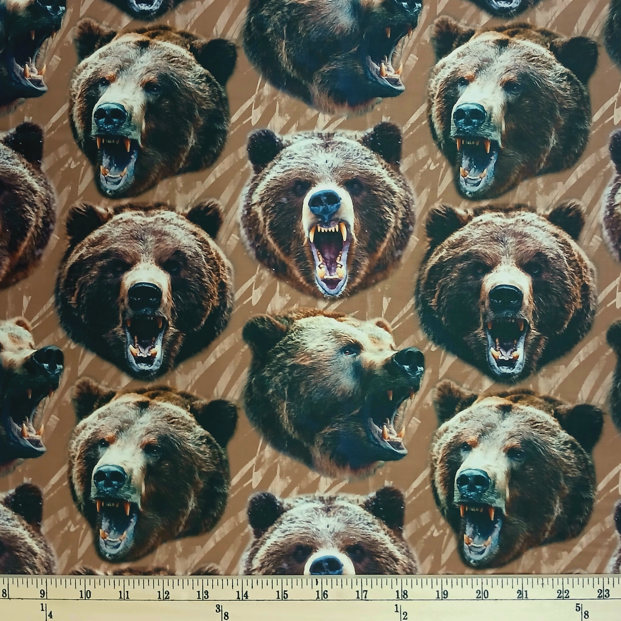Cotton Mascot Madness Bears Bear Heads Teeth Fur Animals Sykel Enterprises Cotton Fabric Print by the Yard (10558-BEARS)