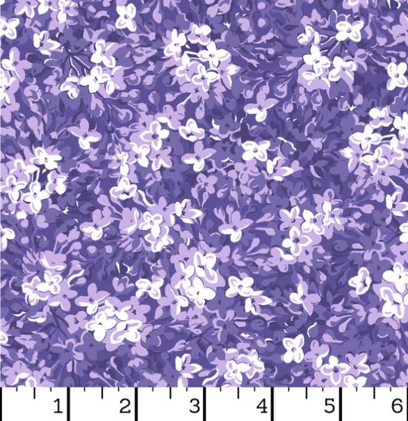 Cotton Lilac Lane Flowers Purple Floral Packed Maywood Studio Cotton Fabric Print by the Yard (MAS10953-V)