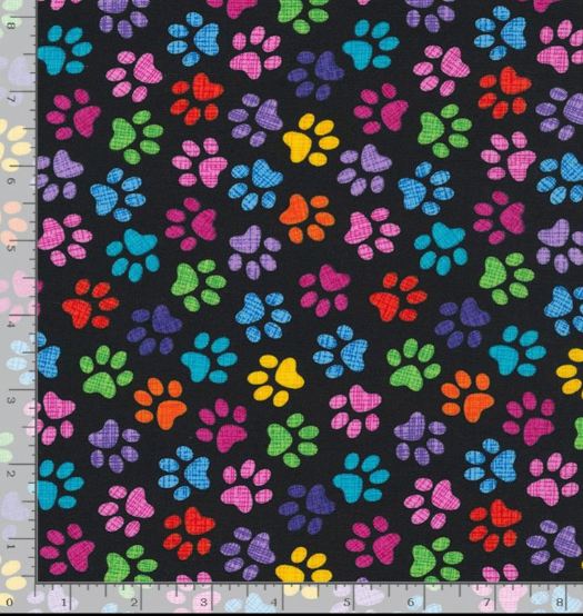 Cotton Paws Pets Paw Prints Dogs Cats Animals Timeless Treasures Cotton Fabric Print by the Yard (GAIL-CD9328)