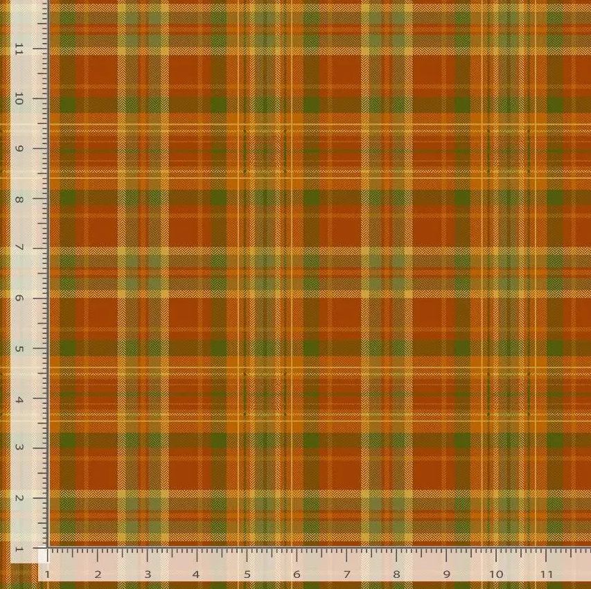 Cotton Thankful Tartan Plaid Thanksgiving Pumpkin Festive Timeless Treasures Cotton Fabric Print by the Yard (PLAID-CM2281)