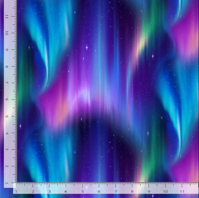 Cotton Aurora Northern Lights Night Sky Stars Aurora Borealis Timeless Treasures Cotton Fabric Print by the Yard (NATURE-CD4097)