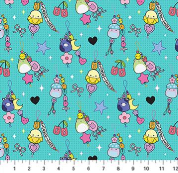 Cotton Joyful Squishmallows Charms Keychains Cute Animals Officially Licensed by Northcott Cotton Fabric Print by the Yard (SQ1026-61)