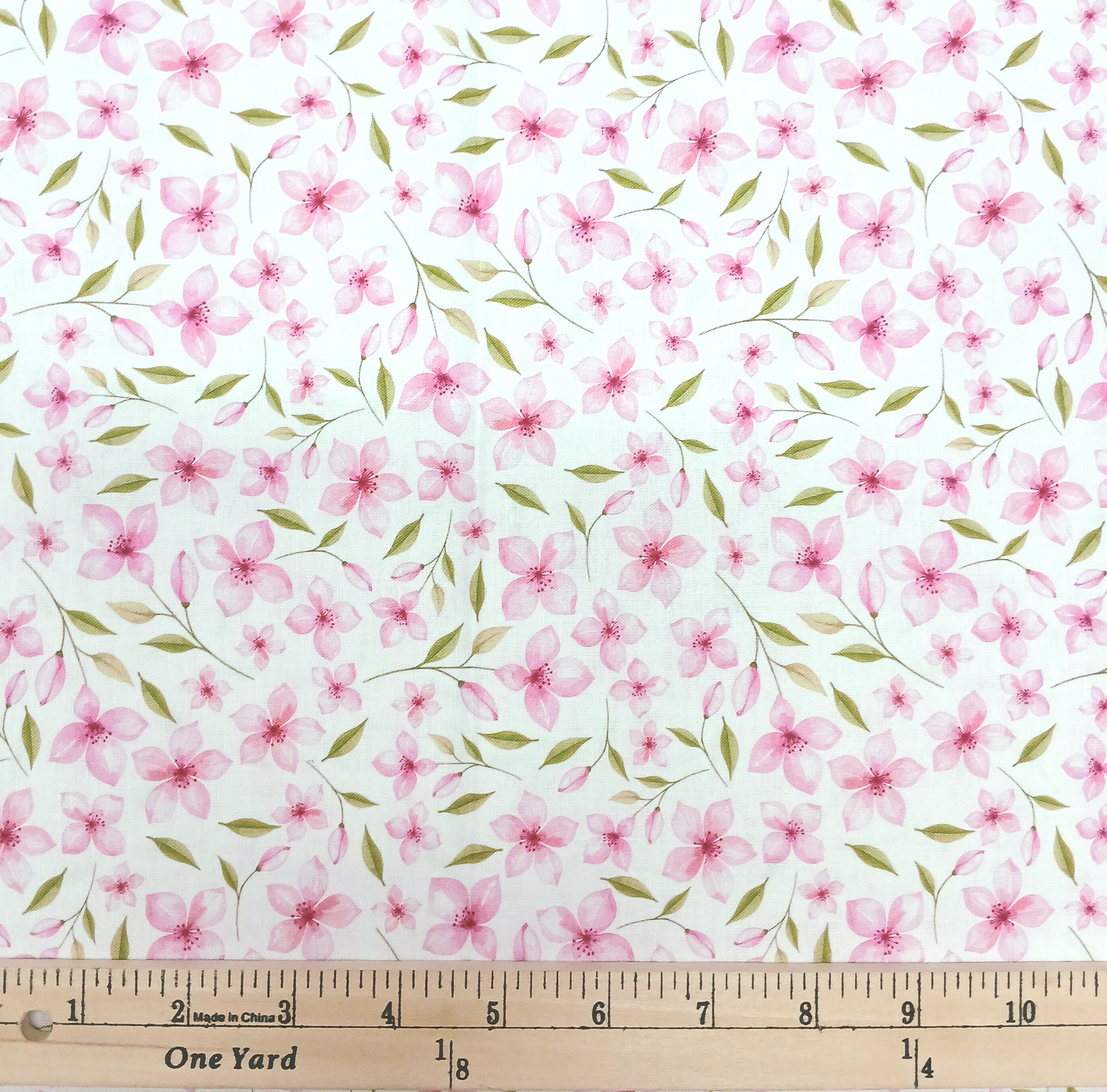 Cotton Teddy Bear Picnic Flowers Spring Blooms Leaves Pretty Floral Mook Fabrics Cotton Fabric Print by the Yard (142169)
