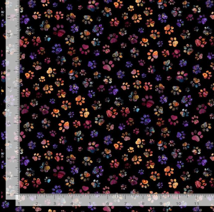 Cotton Calico Cat Floral Paw Prints Cat Paws Blooms Timeless Treasures Cotton Fabric Print by the Yard (CAT-CD4115)