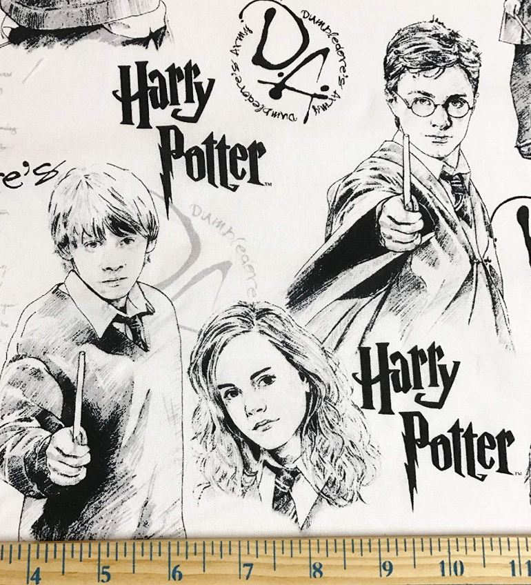 Cotton HP Mystery of Magic Harry Potter Ron Hermione Hogwarts Wizard Officially Licensed by  Eugene Textiles INC Cotton Fabric Print by the Yard (2380018WM-01)