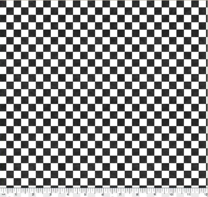Cotton The State Fair Racing Check Checkered Black and White Squares 1/5