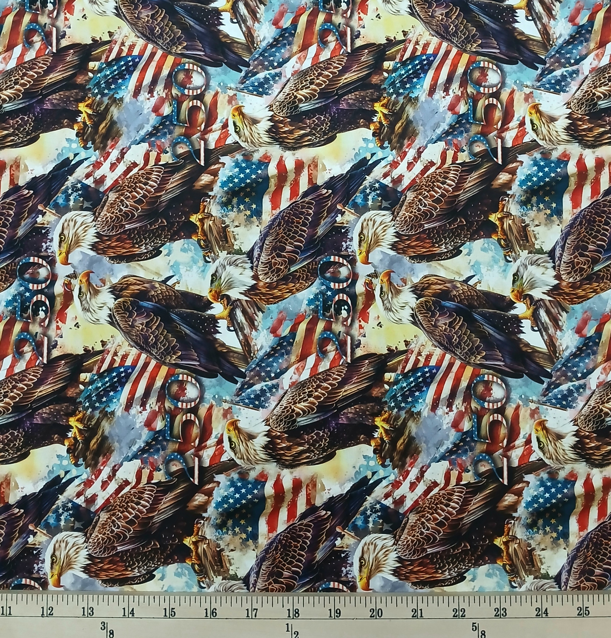 Cotton 250 Years America USA Bald Eagles Allover Patriotic David Textiles Multicolor Cotton Fabric Print by the Yard (DX-8708-5C-1MULTI)