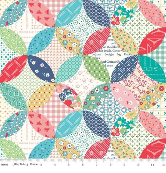Cotton Vintage Happy 2 Quilted-Look Patterned Circles Sewing Riley Blake Multicolor Cotton Fabric Print by the Yard (C9145-MULTI)