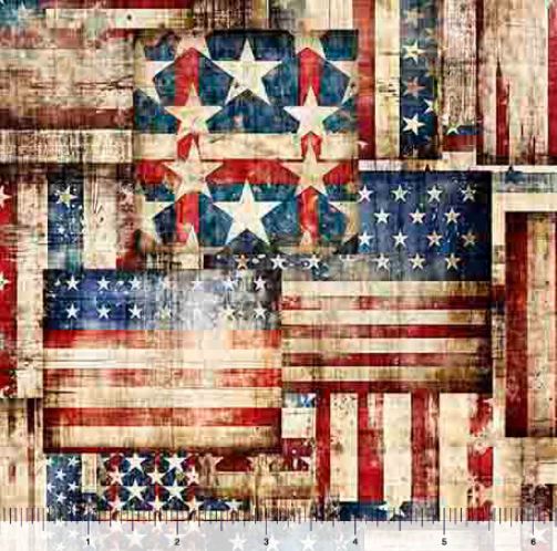 Cotton 1776 Flag Patchwork Look Independence USA Quilting Treasures Cotton Fabric Print by the Yard (2600-31663-RN)