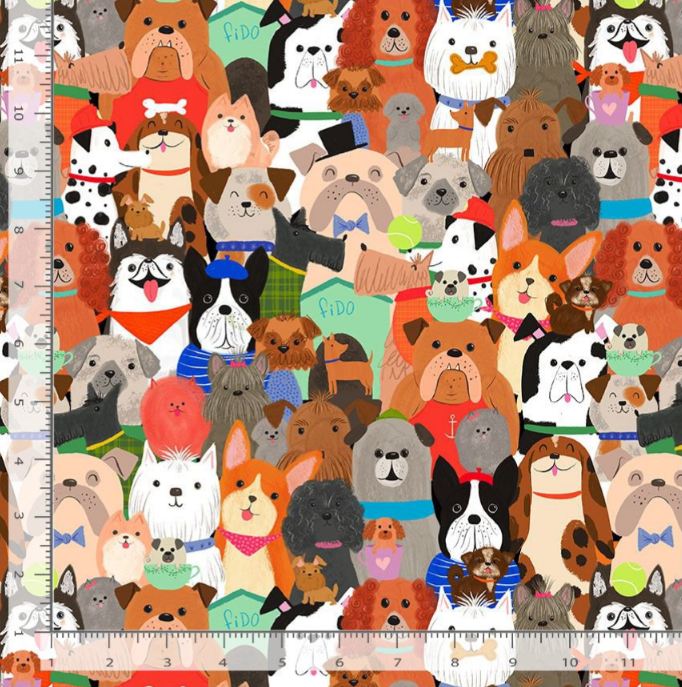 Cotton Packed Dogs Allover Pets Animals Puppies Timeless Treasures Multicolor Cotton Fabric Print by the Yard (AT-CD4361-MULTI)