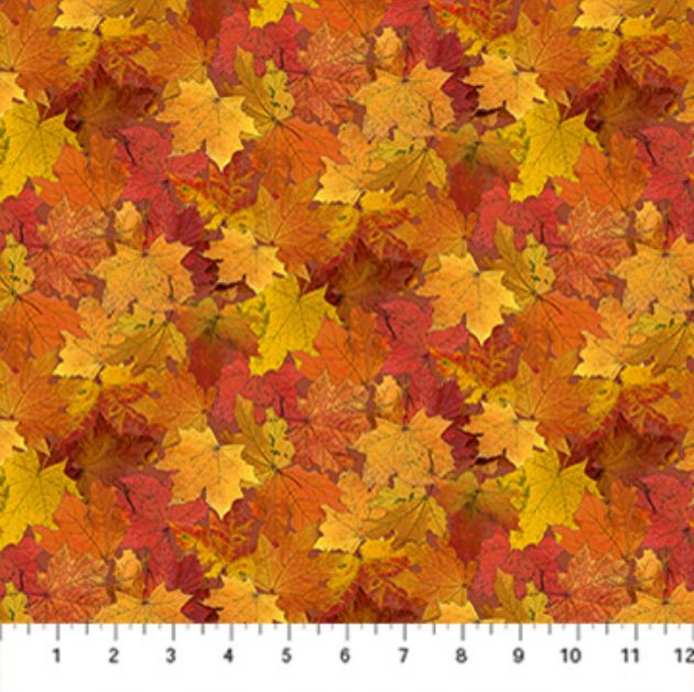 Cotton Night Owl Fall Colorful Leaves Leaf Allover Autumn Northcott Orange Cotton Fabric Print by the Yard (DP28851-56)