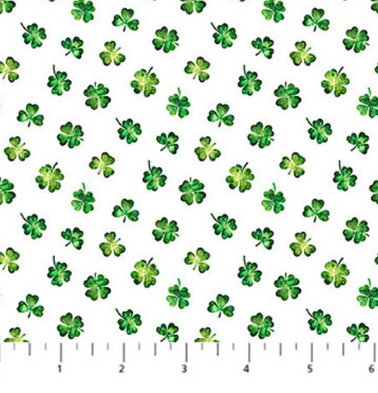 Cotton Shenanigans Mini Shamrocks Allover Lucky Clovers St. Patrick's Day Northcott White Cotton Fabric Print by the Yard (DP28640-10)