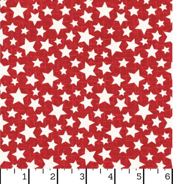 Flannel Snowtop Mountain Stars on Red Maywood Studios Flannel Fabric Print by the Yard (MASF11165-R)